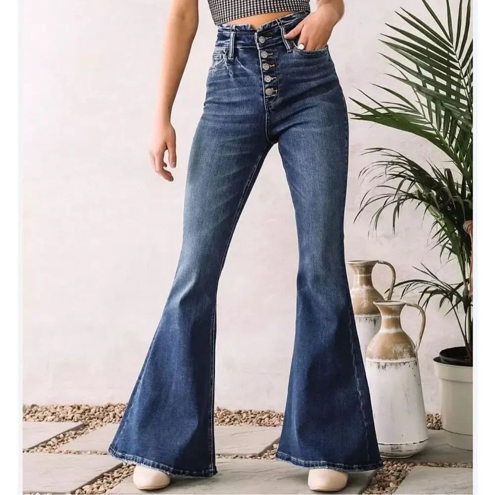 Bridge byโGly high rise extreme flare leg denim jeans 25 button fly